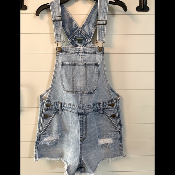 Denim Distressed Overalls - Picture 2 of 4